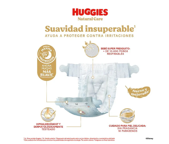 Pañal Huggies Natural Care G - 66 Unidades