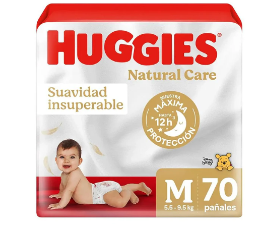 HUGGIES NATURAL CARE TALLA M 70 UNIDS