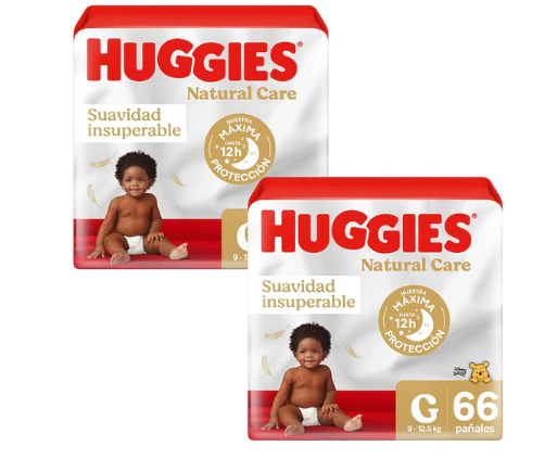 Pañal Huggies Natural Care G - 132 Unidades