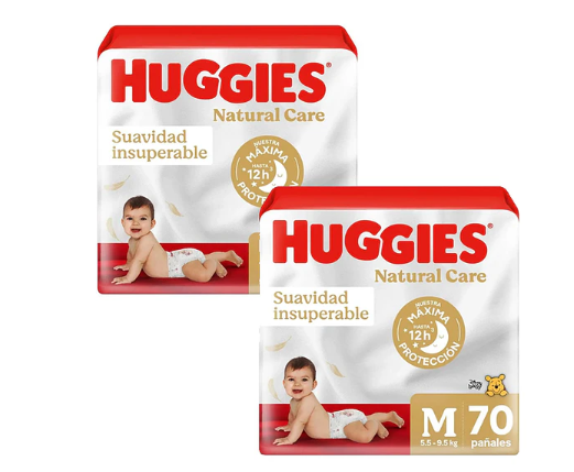 Pañal Huggies Natural Care M - 140 Unidades