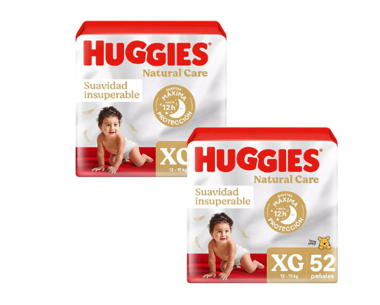 Pañal Huggies Natural Care XG - 104 Unidades