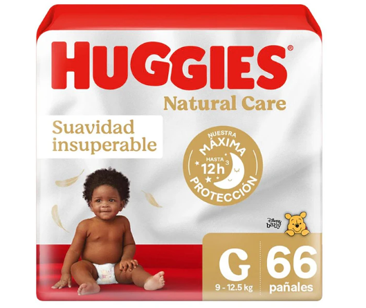 Pañal Huggies Natural Care G - 66 Unidades